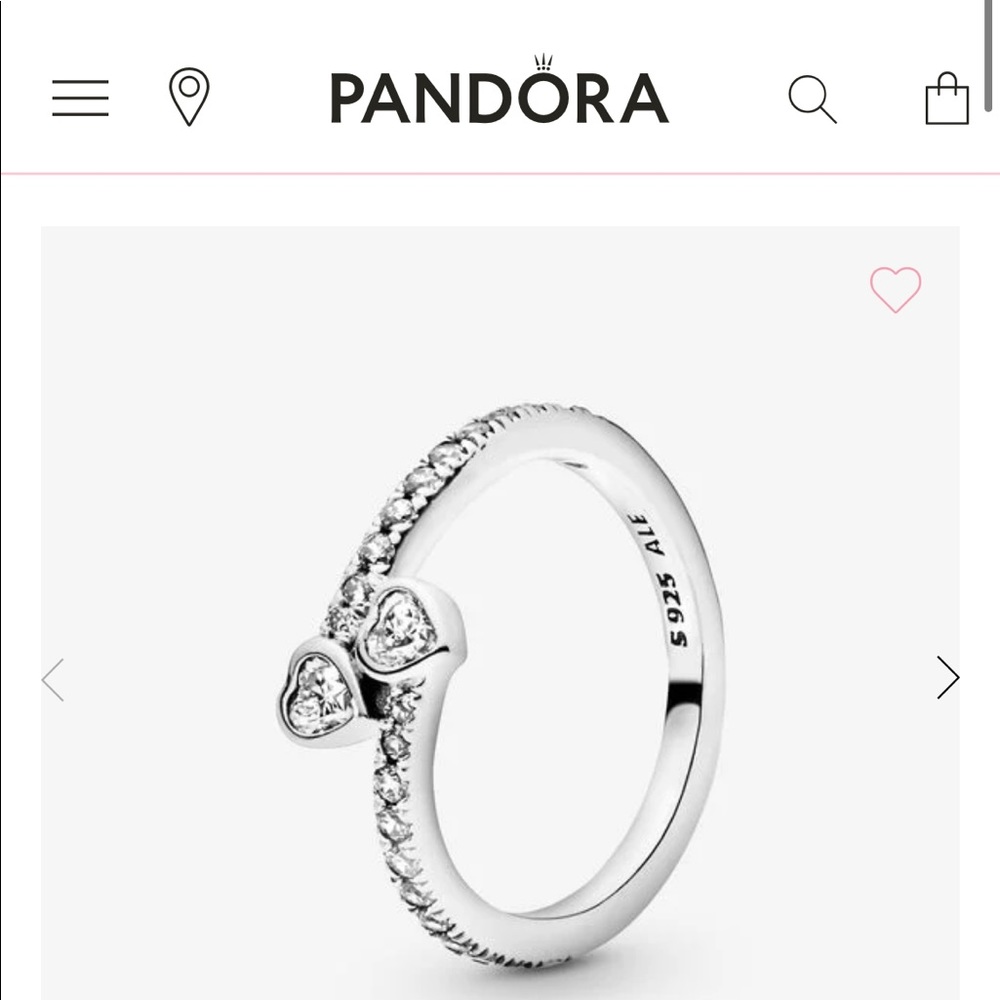 Pandora Two Hearts ring size 50